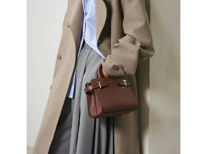Le Tanneur Emilie Petit Sac À Main En Cuir Grainé Ebène