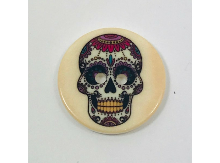 Bouton tête de mort Mexicaine sur fond beige