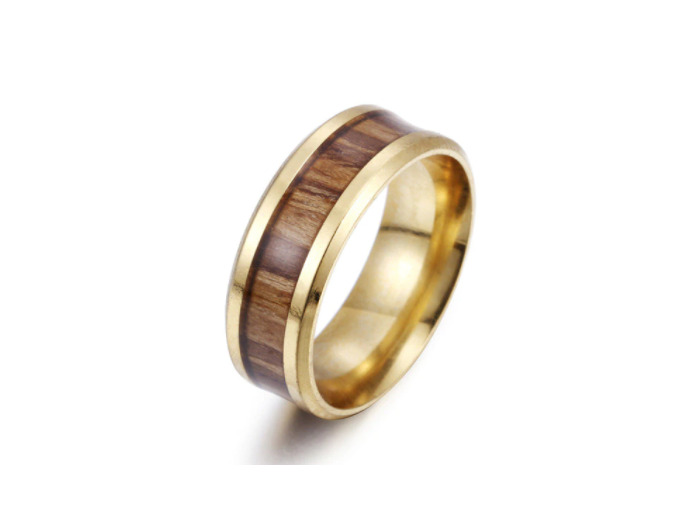 Bague en titane doré et bois