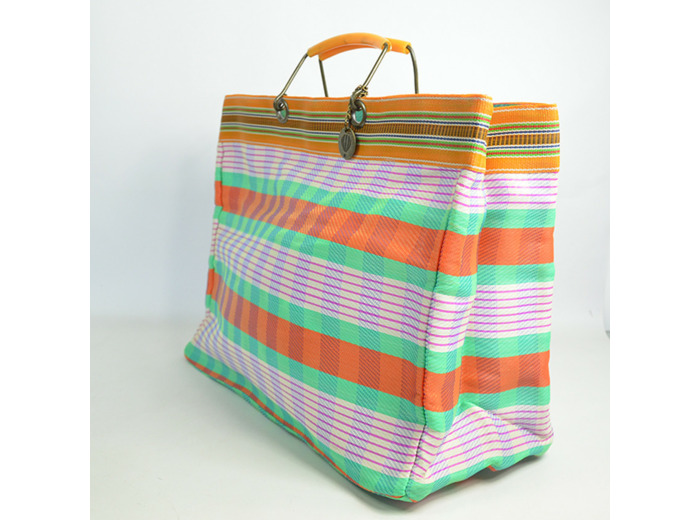 Le Voyage en Panier Ecolette Cabas Orange Vert