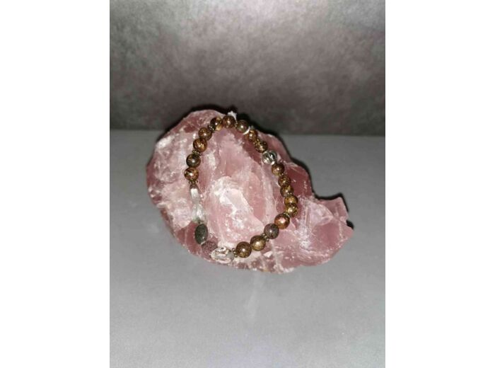 Bracelet perles 6mm Bronzite et quartz