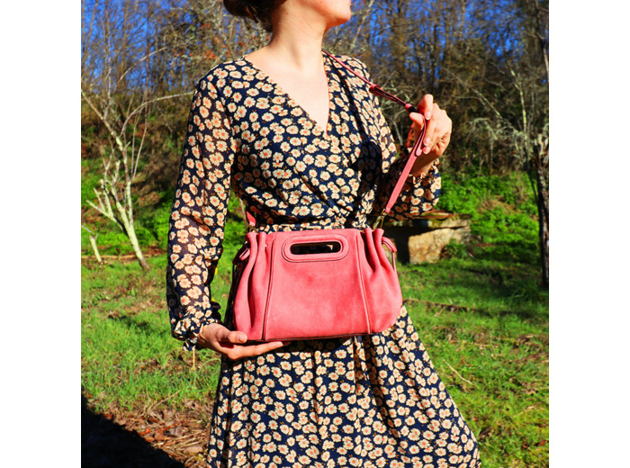 Gérard Darel Le Mini Dany Cuir Velours Bois de rose