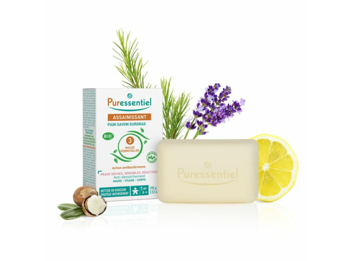 Pain Savon Surgras aux 3 Huiles Essentielles BIO 100g Assainissant Puressentiel 100g Assainissant Puressentiel
