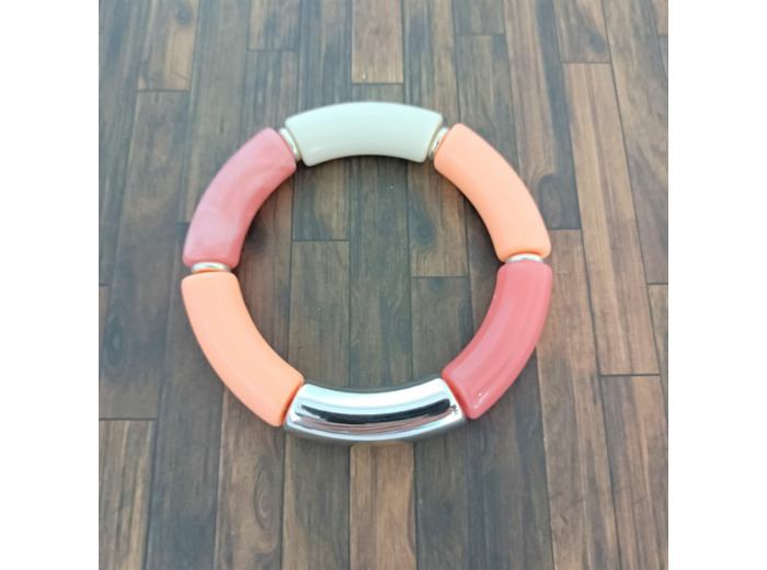 Bracelet tube tons rose blanc argenté 36mm