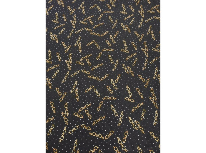 Tissu chaine or sur fond noir