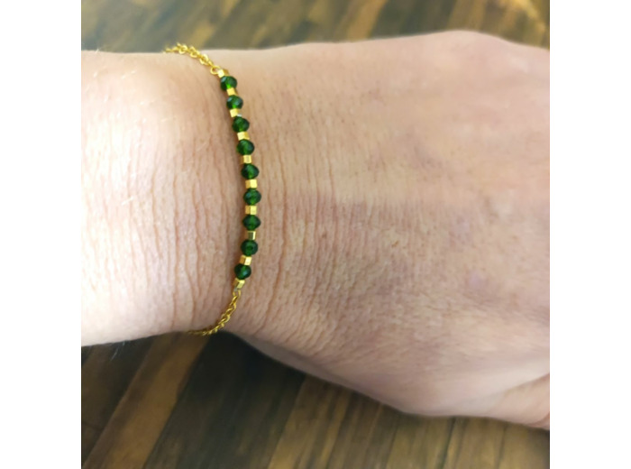 Bracelet en acier inox Vert émeraude-doré