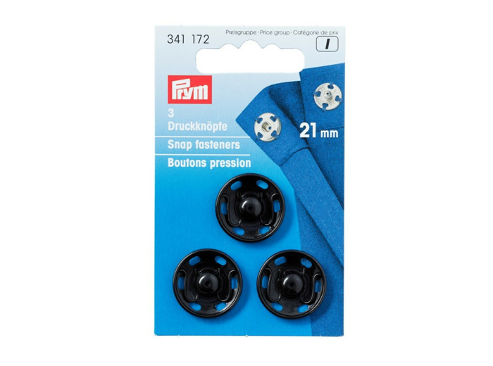 Boutons pression à coudre 21 mm - Noir - Prym