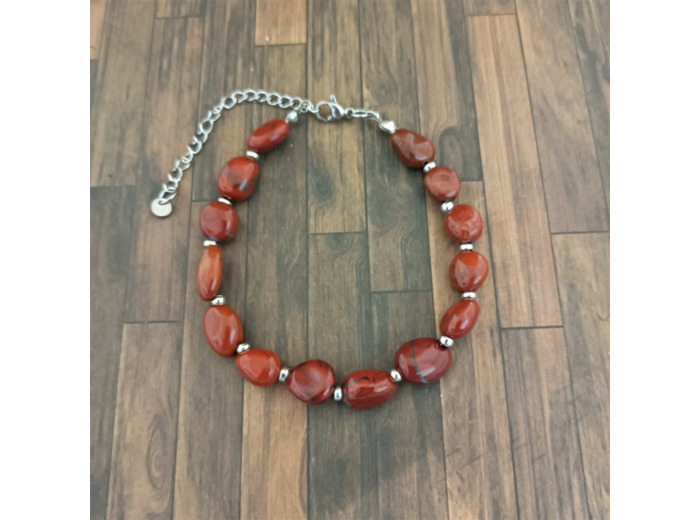 Bracelet Jaspe rouge argenté