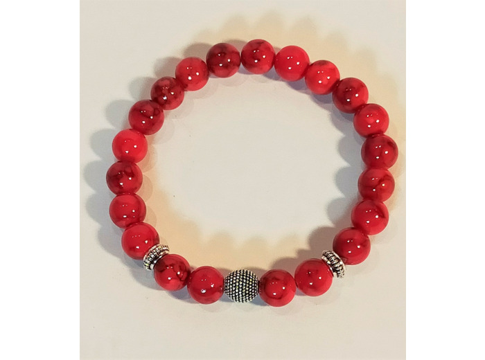 Bracelet jade rouge effet marbré