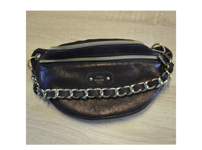 Mila Louise Petra GR Sac Banane Cuir Effet Grainé Brun