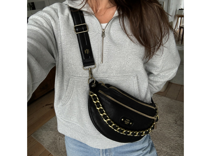 Mila Louise Petra GR Sac Banane Cuir Effet Grainé Noir