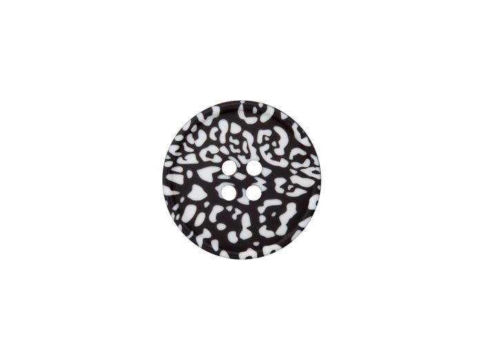 Boutons fleurs blanches sur fond noir 18 mm