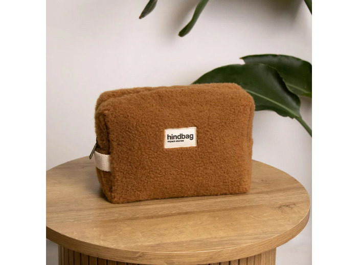 Hindbag Leon Trousse Cosmétique Fausse Fourrure Teddy Brun
