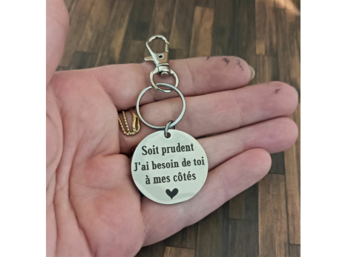 Porte-clés Soi prudent en acier inoxydable