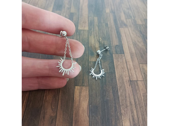 Boucles d'oreilles en acier inoxydable demi-soleil