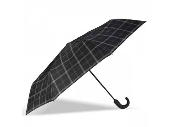 Isotoner Parapluie Homme Poignée Pliant Automatique X-TRA Solide Carreaux Noir