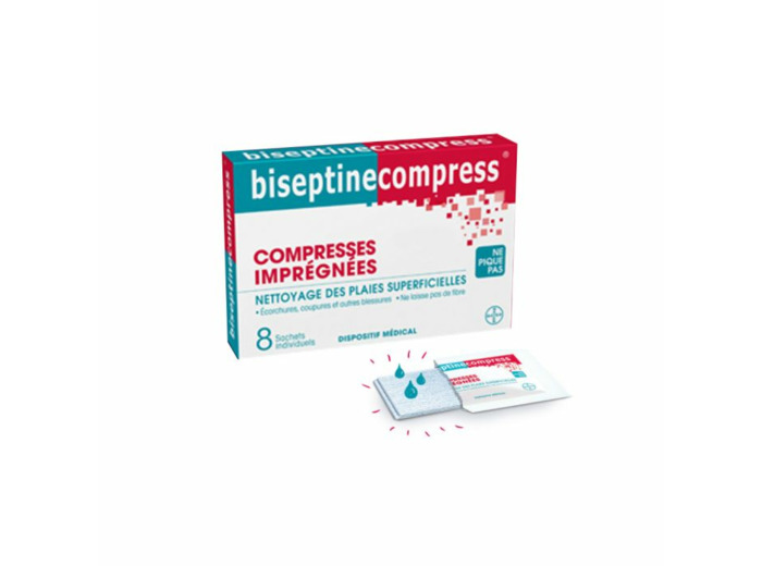 Biseptine Compresses Impregnees 8 Sachets Bayer