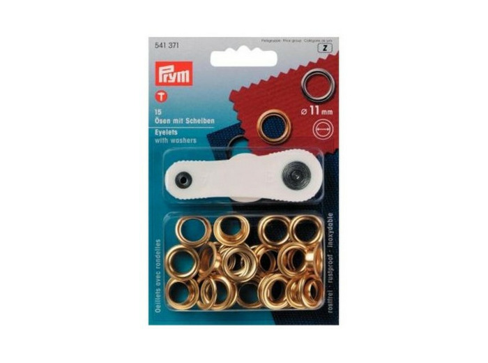Œillets avec rondelles 11 mm - Doré - Prym