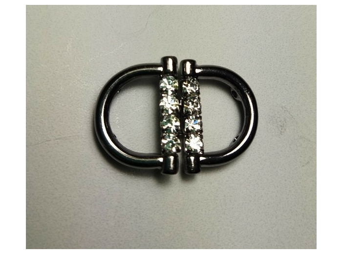 Attache métal gris foncé avec strass