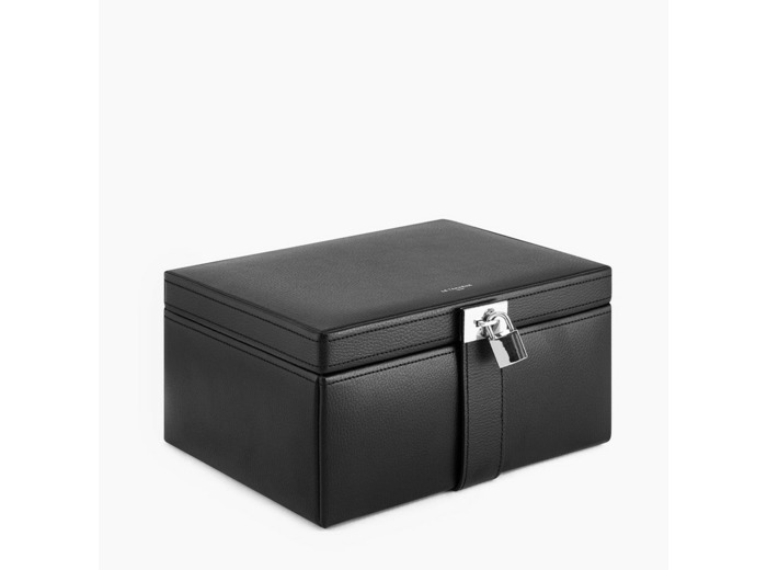 Le Tanneur Grande Boite A Bijoux Cuir Noir