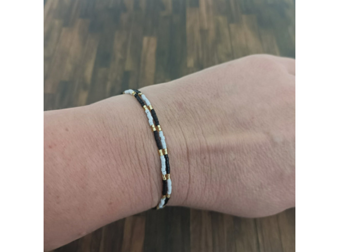 Bracelet Miyuki Bleu noir-blanc- doré