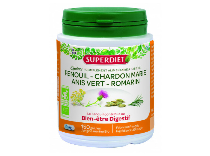 Quatuor Digestion Fenouil Bio 150 Gelules Superdiet