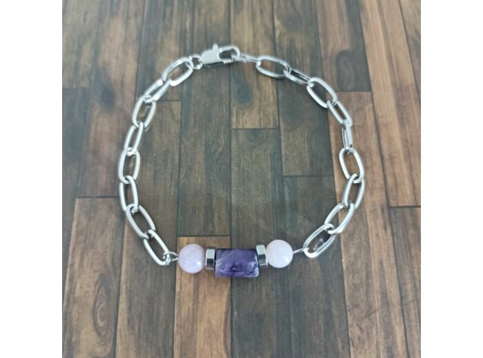 Bracelet chaîne Améthyste/Kunzite
