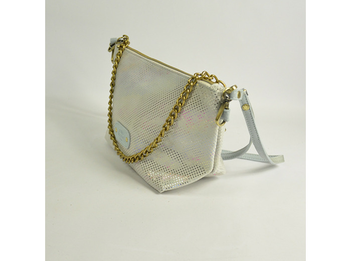 Mila Louise Zil DS Sac Trousse A Pois En Toile Irisée Azur