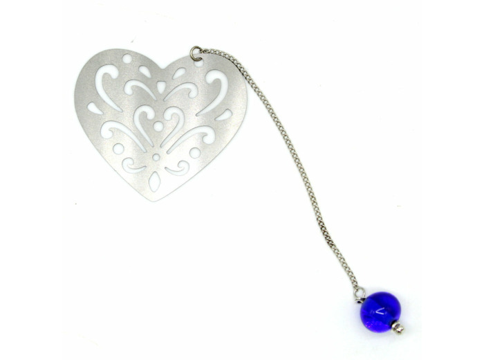 Marque-page coeur bleu