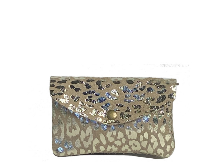Farfouillette Porte-Monnaie Léopard Brillant Taupe