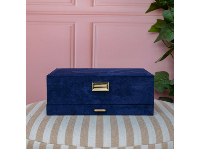 Maison Scarlett Boîte à Bijoux Denise En Velours Bleu Marine