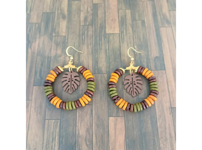 Anneaux vert/orange/marron/doré