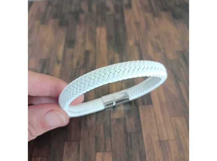 Bracelet homme cuir blanc