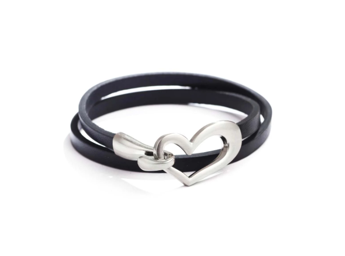 Bracelet cuir cœur