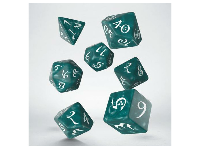 Lot de 7 dés - Classic RPG - Vert perlé et blanc