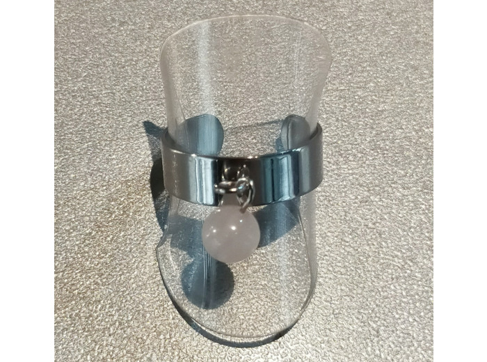 Bague à perle quartz rose
