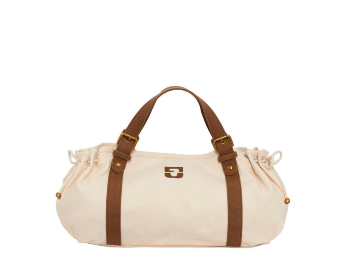 Gérard Darel Le 24 Heures Sac À Main En Toile Ecru/Brun