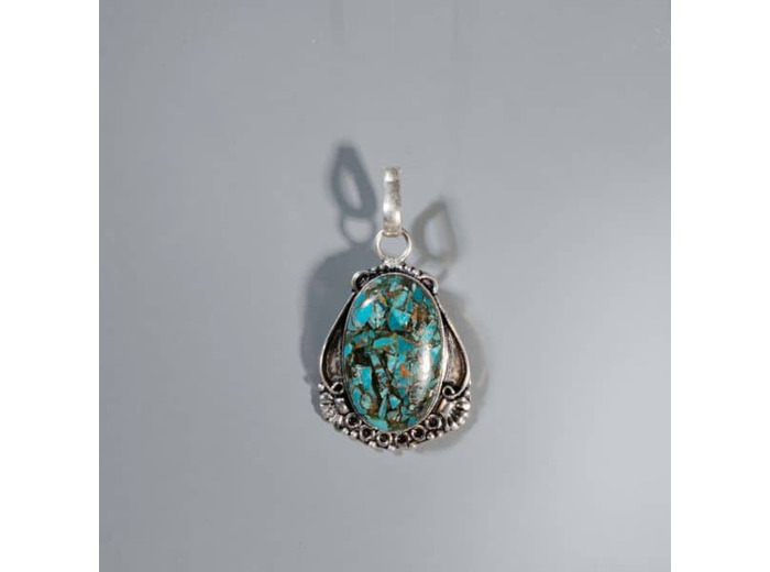 Pendentif chrysocolle monture argent 925/000 (vendu sans chaine) BG13