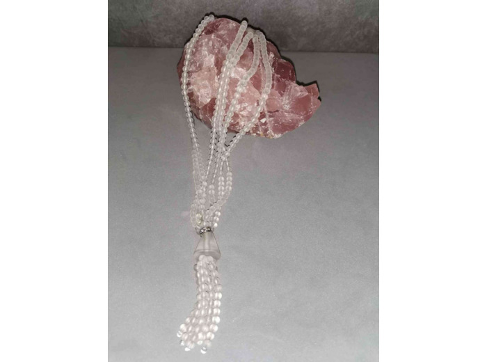 Collier triple cristal de roche création perles 4mm opaque x 45cm olpa1236