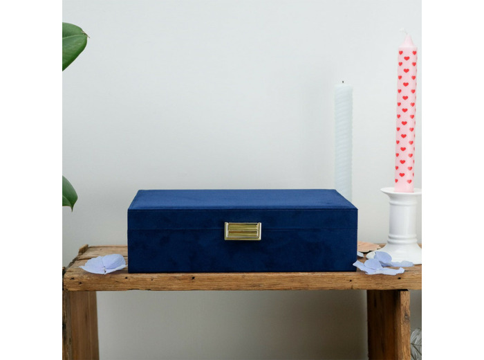 Maison Scarlett Boîte A Bijoux Louise En Velours Bleu Marine