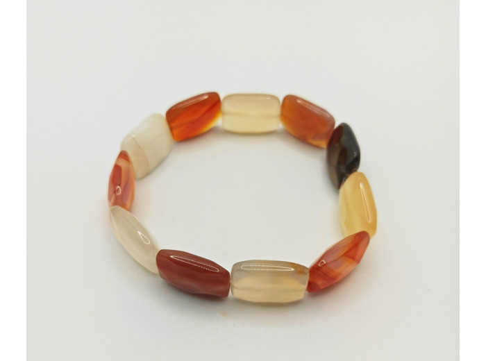 Bracelet pierres rectangulaire agate orange