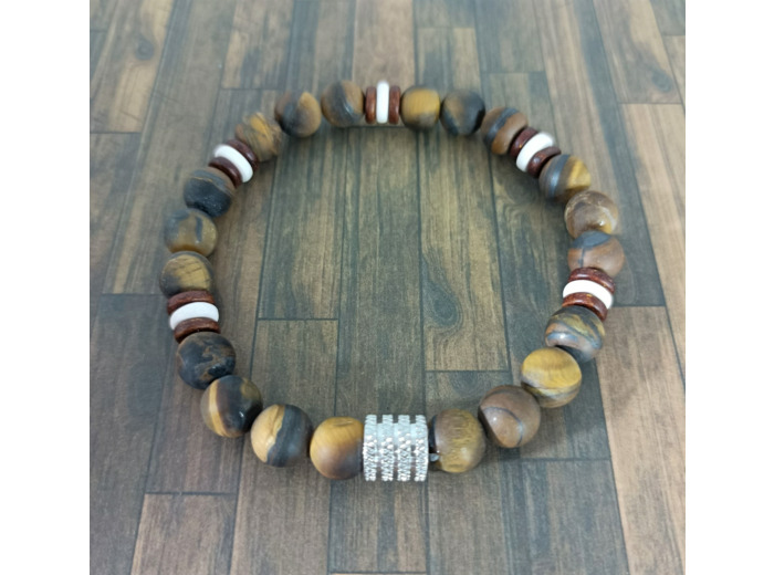 Bracelet homme œil de tigre mat