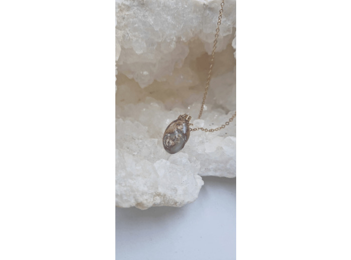 Collier opale de feu avec matrice plaqué or olpa673