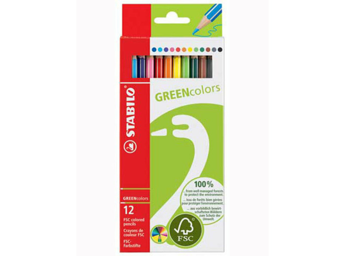 Crayons de couleur GREENcolor - Etui de 12