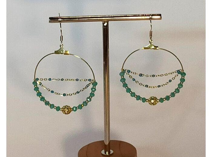 B.O. chaîne perles facettées turquoise/doré