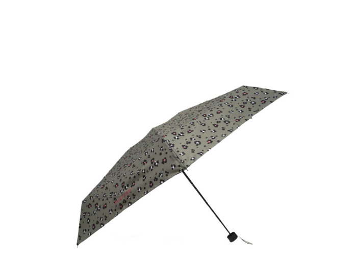 Isotoner Parapluie Mini Pliant Manuel Léopard Kaki
