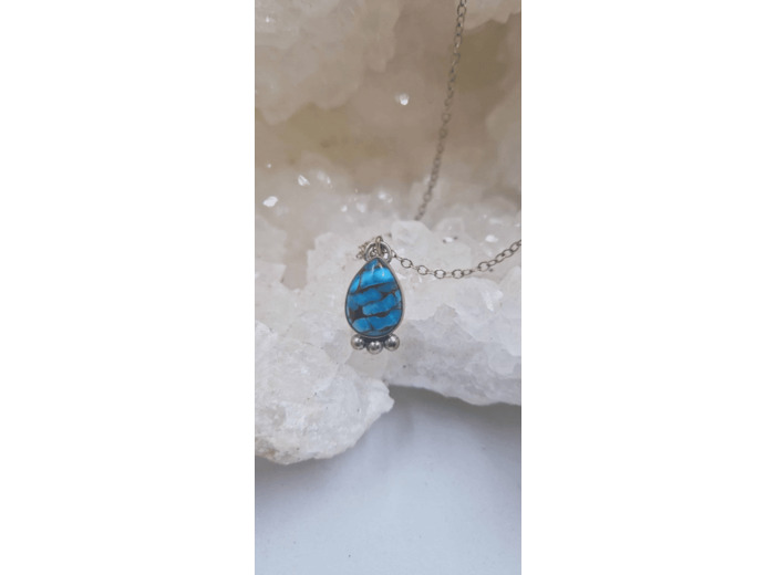 Collier turquoise et cuivre argent 925 avec chaine olpa1933/1934/1935