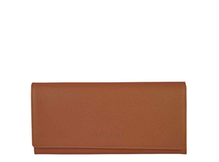 Longchamp Le Foulonné Portefeuille Long A Rabat Caramel