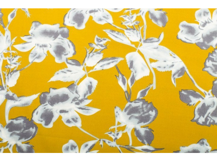 Tissu motif fleur sur fond moutarde