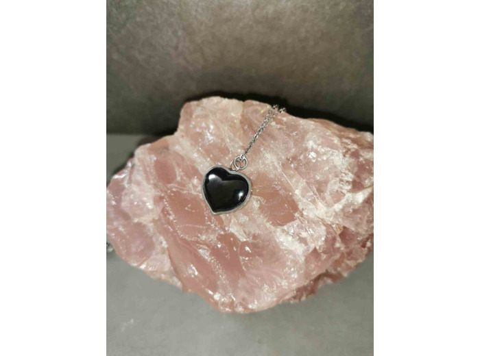 Collier metal coeur Onyx